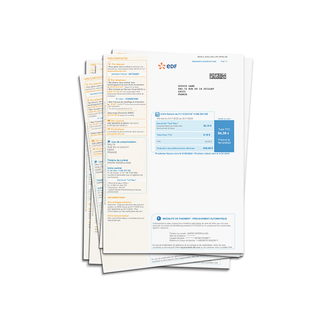 Bill-france-03 France electricity bill PSD Template