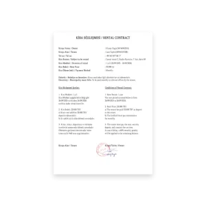 rental Turkish bill PSD Template