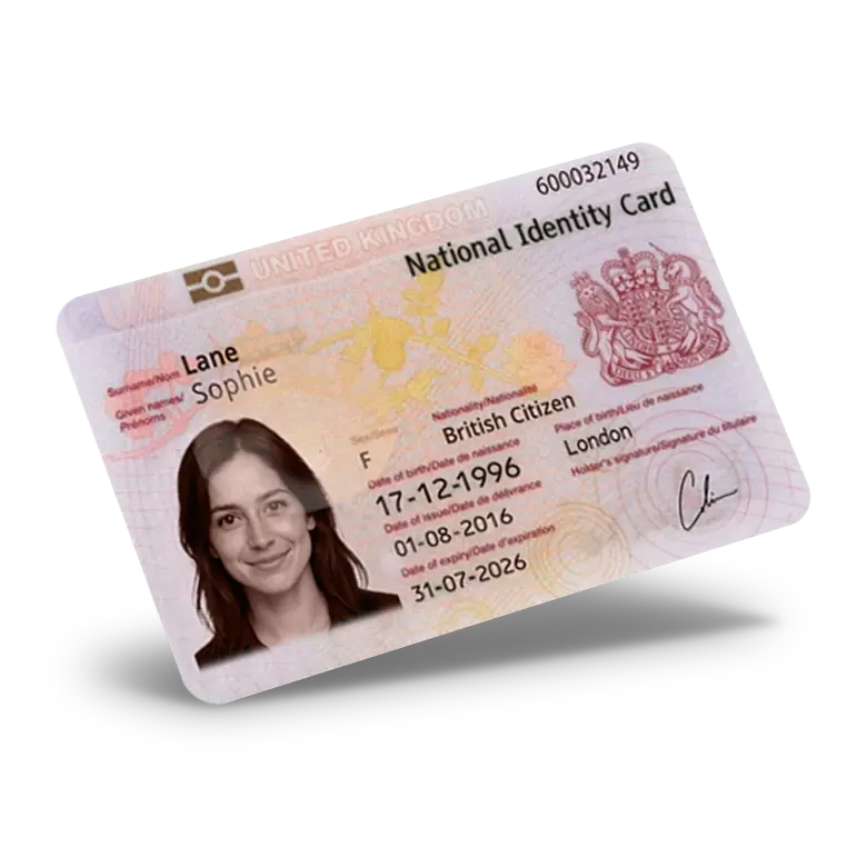 UK ID Card PSD Template in high-quality